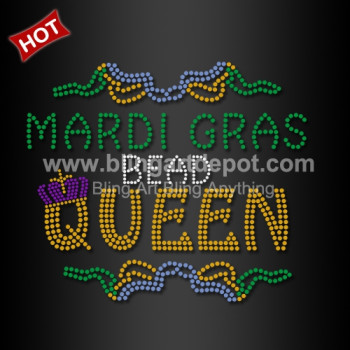 Mardi Gras Bead Queen Rhinestone Iron On Transfers Mardi Gras Bead Queen Rhinestone Iron On Transfers